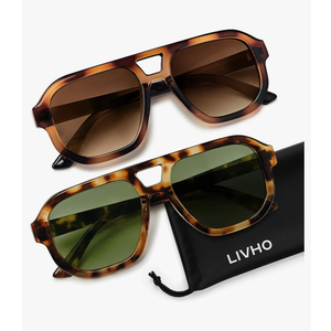 livho Trendy Polarized Square Aviator Sunglasses Women Men Square Eyewear Frame, Retro Sun Glasses for Women Men 2025 Shades