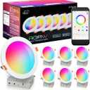 ILC 6 inch led recessed Light, Work with Alexa (Hub Required), App Controlled, RGB Color Changing, 16 Million Colors, CCT: 2700K-6000K, 14W, 120W Equivatlent, 1400LM, CRI 90, Bluetooth Mesh, 6 Packs