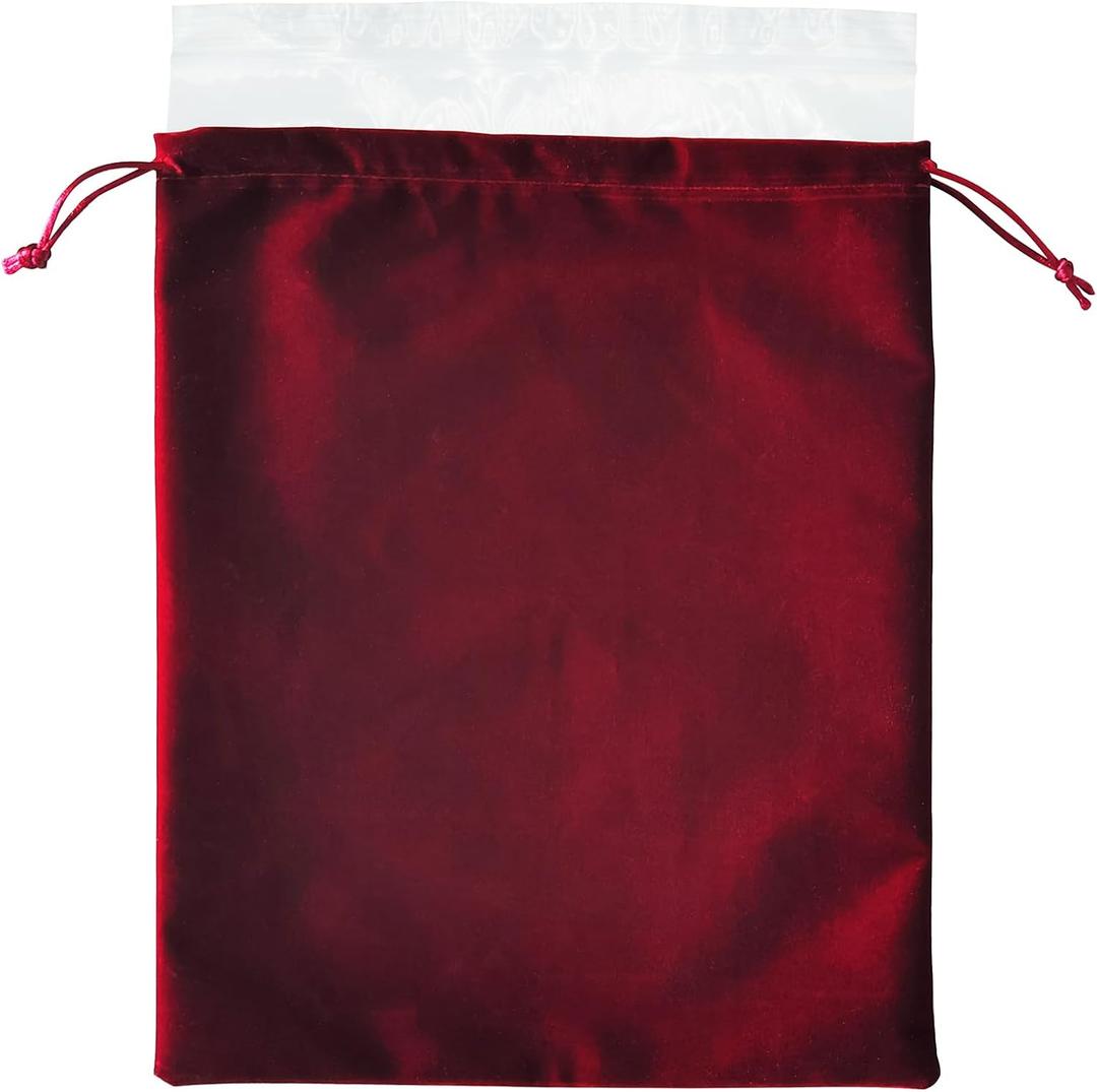 Burgundy Velvet Cremains Urn Bag for Human Ashes - For Use Inside the Urn - Size 10" X 12" (230 Cubic Inches Capacity) - Includes a Resealable PE Material Ashes Storage Bag