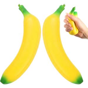 Banana Squishy Toy, Large Banana Squishy for Stress Relief and Focus, Stretchy Squeeze Banana for Sensory Stimulation, Soft Rubber Banana Desk Accessory for Office and Classroom Use