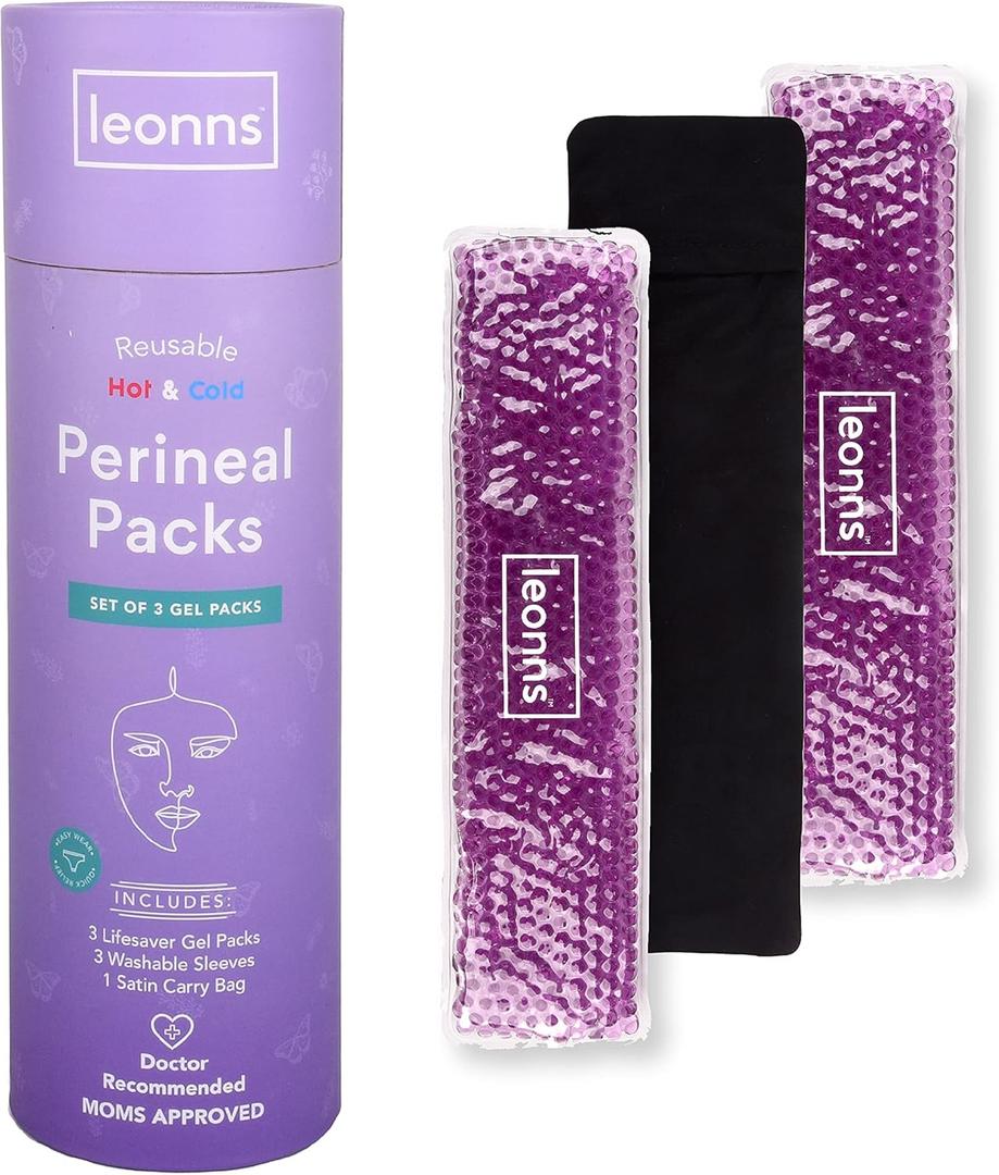 Reusable Perineal Ice Packs for Postpartum - 3 Postpartum Ice Packs with Soft Satin Sleeves- Post Partum Relief Ice Pads with 2 in 1 Hot or Cold Pack Functionality