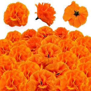 Marigold Flowers Heads Bulk 100Pcs, Silk Artificial Flowers for DIY for Diwali, Indian Festival, DIY Marigold Garland Wedding Decor 5cm (100 Pcs)
