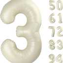 Cream 3 Balloon, Cream Number Balloons 40 Inch, 3rd Birthday Decorations for Kids Girls Boys, Men Women Party Supplies for Party Decorations, Number 3 Balloon