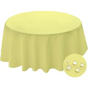 BYDOLL Table Cloth Round 60 Inch Tablecloth Fits Max50 Inch Diameter Top,Yellow Washable Outdoor Winkle and Stain Resistant Spillproof Polyester Tablecloths for Round Tables Party Cover