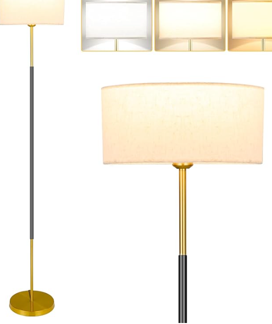 Feijidengshi Mid Century Modern Floor Lamp for Living Room, Dimmable Tall Lamp with 3 Color Temperature Dimmable LED Bulb, Cordless Pole Lamp for Bedroom, Reading Lamps Floor Standing