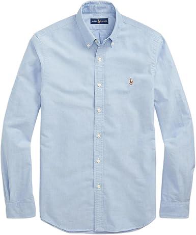 POLO RALPH LAUREN Men's Long Sleeve Slim Fit Oxford Button Down Shirt (Medium)