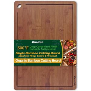 2 x Bamboo Chopping Board Extra Large 17"x12" – Wooden Chopping Board Set for Meat, Veggies & Cheese – Double-Sided Design for Chopping & Serving, Eco-Friendly Charcuterie Serving Tray
