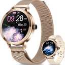 GADIXY Smart Watches for Women (Make/Answer Call), 1.1" AMOLED Small Screen Fitness Tracker 110+ Sports Modes IP68 Step Counter/BP/Heart Rate/Sleep Monitor Smart Watch for Android iOS Gold