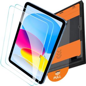 OMOTON Screen Protector for iPad A16 11th 2025 [11 Inch] / 10th Generation 2022 [10.9 Inch], TOP 9H+ Tempered Glass with Easy Installation Tray, Case & Apple Pencil Compatible, Bubble-Free & Scratch-Resistant