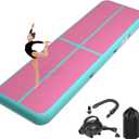 Inflatable Air Gymnastics Tumbling Mat 6ft 10ft 13ft 16ft 20ft, Air Tumble Track Mat 4/8 inches Thickness with Electric Air Pump for Home Use Training Cheerleading Yoga Water Beach Park (Pink Green)