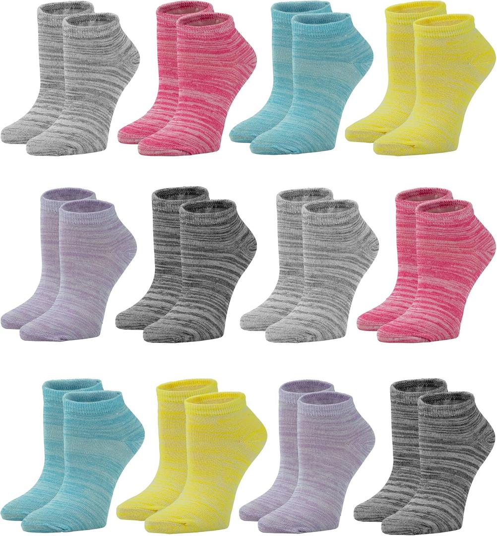 Gelante 12-Pair Women's Ankle Socks, Colorful Comfortable Lightweight Breathable Athletic