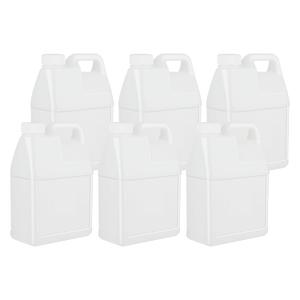 6 Pack 64 oz Clear Plastic Jugs with Lids, Water Jug Storage Containers with Ergonomic Handle, HDPE Containers for Water, Sauces, Beverage, Soaps, Liquids (0.5 Gallon)