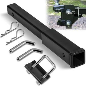 MorningRo 18 Inch Trailer Hitch Extender Fits for 2 Inch Receiver with Pin Clip Anti Rattle Tightener Rack for Tube Extender Receiver 3, 500 Lbs for Trailer Truck Cargo Carriers