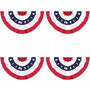 American Pleated Fan Flag,3 X1.5 Ft USA Patriotic Flag Bunting Half Fan Banner Decoration Indoor/Outdoor (4pcs)