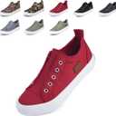 JENN ARDOR Womens Slip On Fashion Sneakers No Laces Comfortable Casual Low Canvas Sneakers Flats Walking Shoes, Size 9
