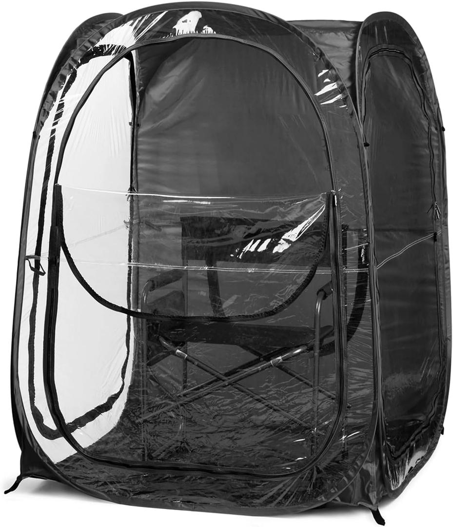 WeatherPod The Original Shark Tank MyPod 1-2 Person Pop-Up Pod - Stay Warm, Dry, and Out of The Sun - Weather Pod for Sports, Rain, or Wind (Black, 46" L x 46" W x 59" H)