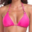 RELLECIGA Women's Neon Rose(Ring Style) Basics Triangle Bikini Top with Rings Large