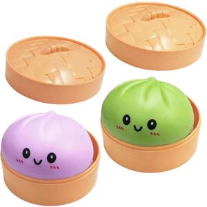 2 Pcs Dumpling Squishy, Mystery Squishy Dumpling Box, Fidget Toys Adults & Teens, Stocking Stuffers, Sensory Stress Ball Squeeze Toys for Stress Relief (Green Purple)