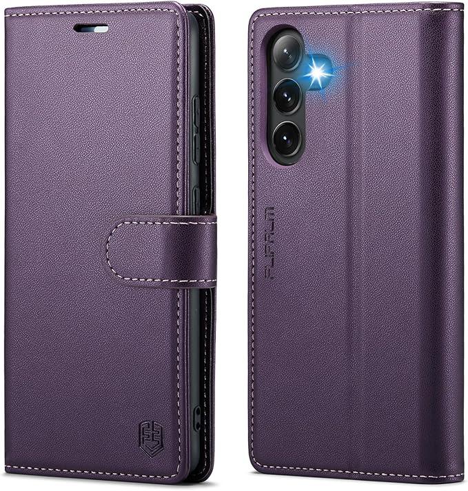 Wallet Case for Samsung Galaxy S25 5G, RFID Blocking Credit Card Holder, PU Leather Folio Flip Kickstand Protective Shockproof Cover for Galaxy S25 (Purple)