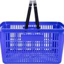 SSWBasics Blue Plastic Shopping Basket with Handles - Essential Shopping Baskets for Retail Store Use, Durable and Convenient Shopping Baskets for Customers(8"D x 17"W x 8"H)