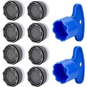 8PCS Faucet Aerator, 18.5mm Water-Saving Flow Limiter Set for Bathroom or Kitchen Replacement Parts, With 2PCS Wrench Disassembly Tool(1.5GPM)
