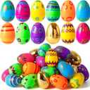 JOYIN 64 Pcs 3.15" Colorful Printed Eggs Include 8 Golden, Plastic Fillable Empty Eggs for Easter Hunt, Basket Stuffer Filler, Classroom Prize, Party Favors