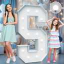 4FT Marquee Light Up Letters - Cool White Light Up Letters S with Fixed Water Bag, Party Decoration Large Marquee Light Up Letters can Be Used for Wedding Decoration, Birthday Party Decoration