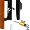 Prime-Line C 1132 Patio Door Internal Style Door Handle, Black, Keyed, 3-15/16 In. Hole Centers (Single Pack)