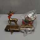 2-Pack Reindeer Christmas Stocking Holders for Mantel - Anti-Slip Reindeer and Santa Stand Hanger - Sturdy Metal Christmas Decorations (Antique Gold, 2)