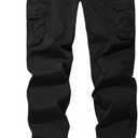 FOURSTEEDS Women's Mid Rise Drawstring Elastic Waist Multi-Pocket Outdoor Sport Cotton Camping Hiking Cargo Pants (X-Large, #776 Black)