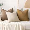 MIULEE Decorative Linen Pillow Covers 16x16 Inch Natural Beige Boho Farmhouse Neutral Couch Throw Pillows for Bed Pack of 2 Accent Modern Pillowcase Sofa Livingroom Home Decor