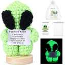 Pack of 2, VioraWhite 1 Set Halloween Alien Gifts Glow in The Dark Crochet Alien Dolls Emotional Gift Set Crochet Toys with Positive Card Inspirational Graduation Party Gifts for Men and Women