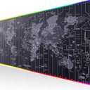 KTRIO RGB Large Gaming Mouse Pad with Stitched Edges, Superior Micro-Weave Cloth, Non-Slip Base, Water Resist Coating, 31.5 x 15.7 in, RGB World Map (31.5L x 15.7W inches, RGB Map)