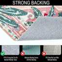 Oriental Tropical Kitchen Runner Rug 2x5 Washable, Thin Stain Resistant Pink Boho Bathroom Runner Rug for Hallway Entryway Bedroom Laundry, Vintage Abstract Hippie Botanical Long Carpet