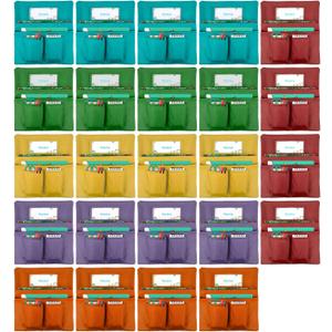 Chair Pockets for Classrooms 24 Pack,13 x 14 inch Multicolor Chair Back Buddy Pockets with 4 Pockets & Name Slot & Tags, Back of Chair Organizer for Classroom Chairs Seat Storage