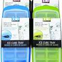 Joie Extra Large Ice Cube Tray, Covered and Stackable, No-Spill Removable Lid, Pop Open Door for Easy Refills, Keeps Ice Fresh, Freezer Durable, Dishwasher Safe, Green and Red, 2 Pack