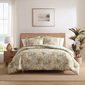 Tommy Bahama - King Comforter Set, Naturally Soft Cotton Weave Bedding w/Matching Pillowcases, Medium Weight, 3 Piece Bed Sets (Palm Paradise Green)