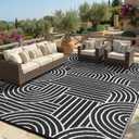 Garvee Reversible Rainbow Outdoor Rug 10x14, Waterproof Outdoor Plastic Straw Rug, RV Mat for Picnics, Patio, Camping, Balcony, Deck, Backyard, Porch, Black