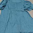 Zwurew Women's Summer Casual Puff Short Sleeve T-Shirts Square Neck Pleated Flowy Trendy Tunic Tops for Leggings Size L