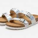 Jbeaches Women's Shoes, Silver, Footbed, Size 4