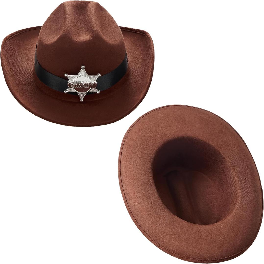 Spooktacular Creations Halloween Cowboy Hat Costume for Boys, Kids Brown Western Costume, Deluxe Boys Cowboy Outfit Set for Toddler Halloween RolePlay Themed Party (Small, 5-7 yrs)