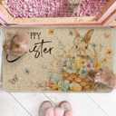 Artoid Mode Rabbit Flowers Bunny Eggs Butterfly Happy Easter Doormat, Home Decor Low-Profile Switch Rug Door Mat Floor Mat for Indoor Outdoor 17x29 Inch