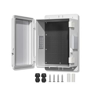 CQENPR Outdoor Waterproof Electrical Junction Box, ABS Water Resistant Enclosure with Internal Mounting Panel & Hinged Cover (10,4" H* 7.3" L* 5.1" W)