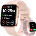 Smart Watch for Women, Answer/ Make Calls, Alexa Built-in, 1.85" Touch Screen Fitness Tracker for Android & iPhone, Heart Rate/ Sleep/ SpO2 Monitor Smartwatch, IP68 Waterproof 100+ Sport Modes, 2 Bands