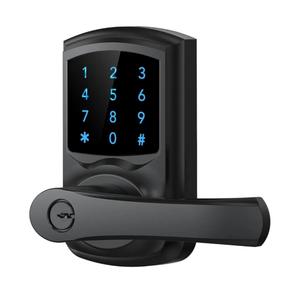 HIDALIFE Keyless Entry Door Lock with Keypad and Handle for Front Doors, Touchscreen Electronic Door Lock, Anti-peep Password, Auto-Locking, Matte Black