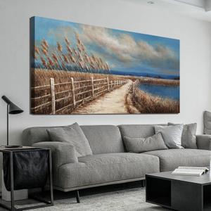 Canvas Wall Art Decor Wall Pictures for Living Room Large Blue Coastal Wall Art Prints Art Work for Wall Decor Vintage Landscape Wall Art Decorations Art Work For Walls Bedroom Home Wall Decor 24"x48" (20L" x 40W")