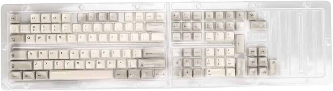 Retro Grey White 122 Keys PBT Keycap Set, XDA Height Theme DIY Keycaps for Mechanical Keyboard, English Version with Dye Sublimation Process, Oil and Abrasion