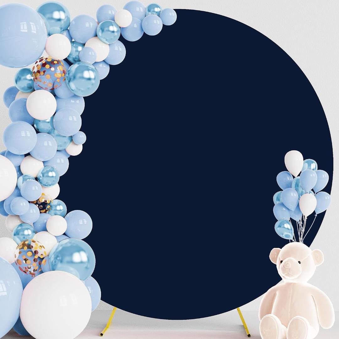 Wokceer 7.2FT Round Backdrop Cover Round Arch Covers Navy Blue Spandex Circle Balloon Arch Backdrop Cover for Wedding Birthday Party Baby Bridal Shower Decor