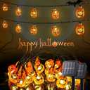 2 Pack Halloween Solar String Lights Outdoor,20ft 30 LED Pumpkin Lantern Thanksgiving Halloween Decorations for Ourdoor Garden,Yard, Patio, Xmas Tree, Party, Home(Pumpkin,2PACK)