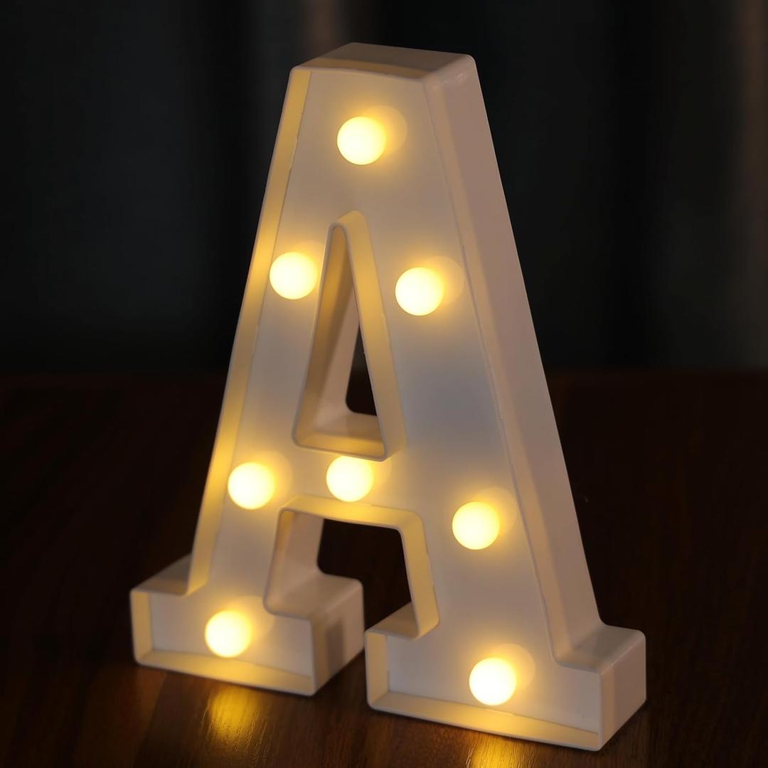 Light Up Letters, Led Letter Lights 26 Alphabet, Decorative Lighted Letter, Battery Powered Led Marquee Letters for Party, Bar, Night Light, Home Decor(A) Light Up Letters, Led Letter Lights 26 Alphabet, Decorative Lighted Letter, Battery Powered Led Marquee Letters for Party, Bar, Night Light, Home Decor(A)